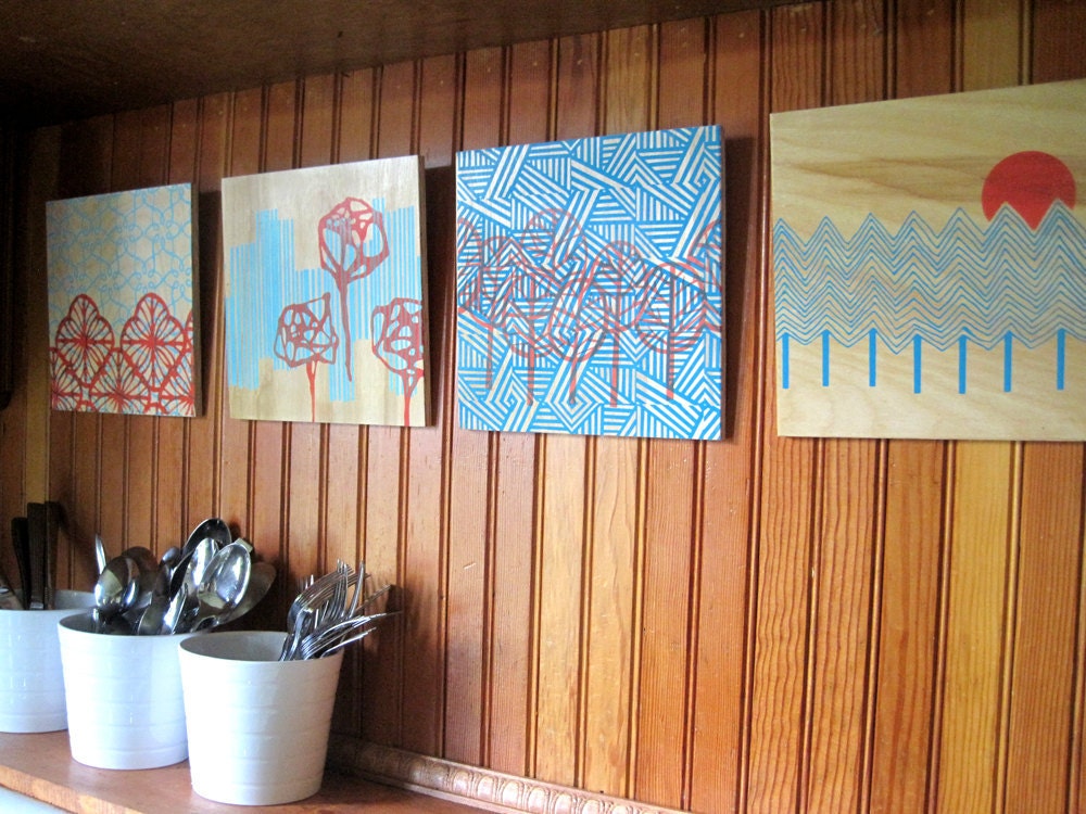 Screen Printed Wood Panel FREE SHIPPING