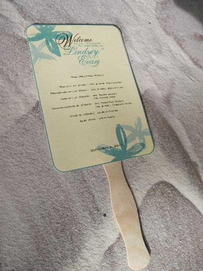 20 Watercolor Floral Wash Beach Wedding Program Hand Fans for your Outdoor