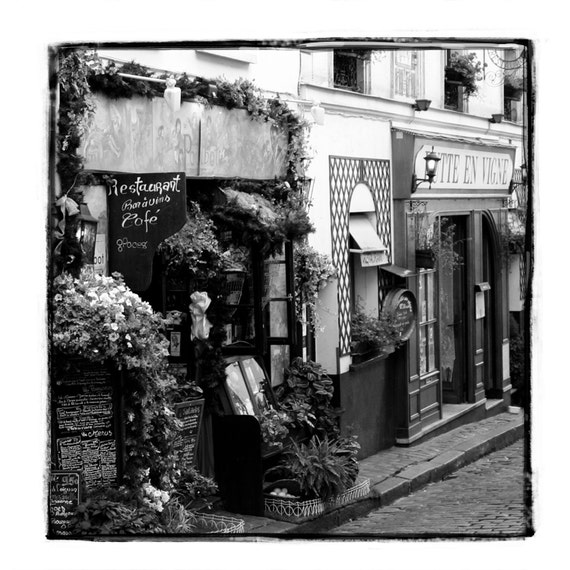 Paris Montmartre Ресторан - Черно-белый Париж - нуар и др. блан - Paris Photo - художественной фотографией - Париж Декор - Париж Фото