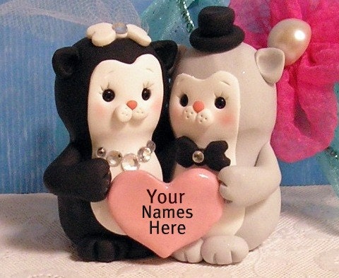 Personalized Tuxedo Cats Wedding Cake Topper From ButtonwilloeDesigns
