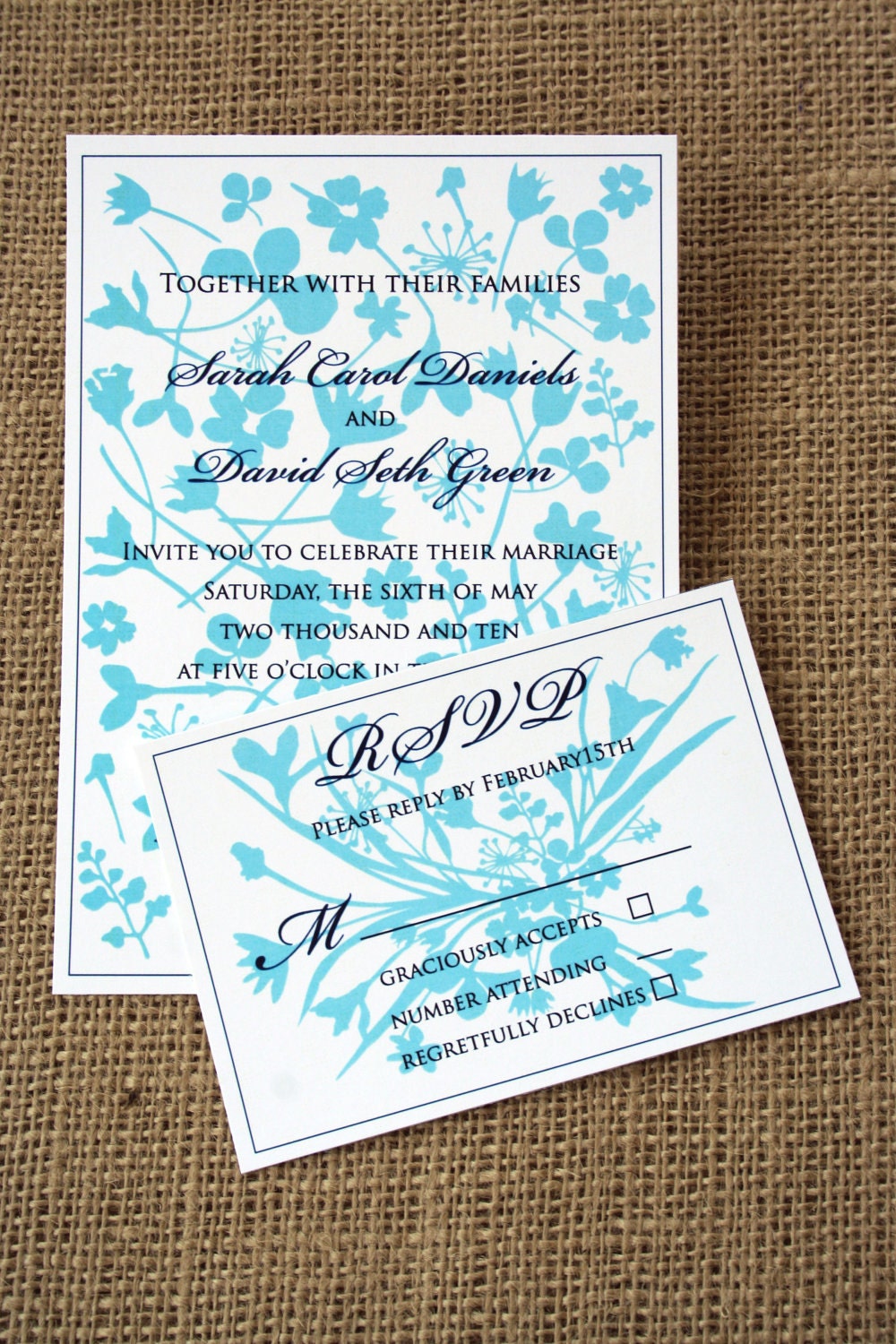 Modern Rustic Flower Wedding Invitation SAMPLE
