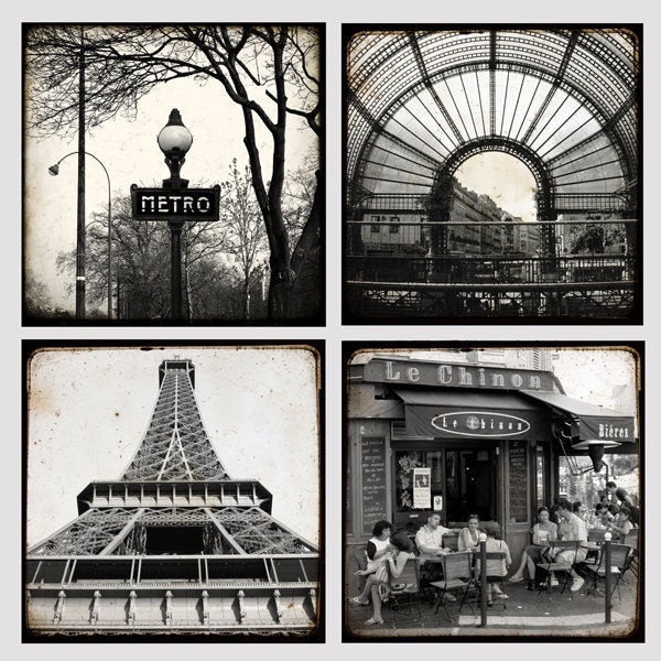 Париж, черно-белый малого коллекция - 8 х 8 дюймов - Paris Photo - художественной фотографией - Париж Декор - Париж Фото
