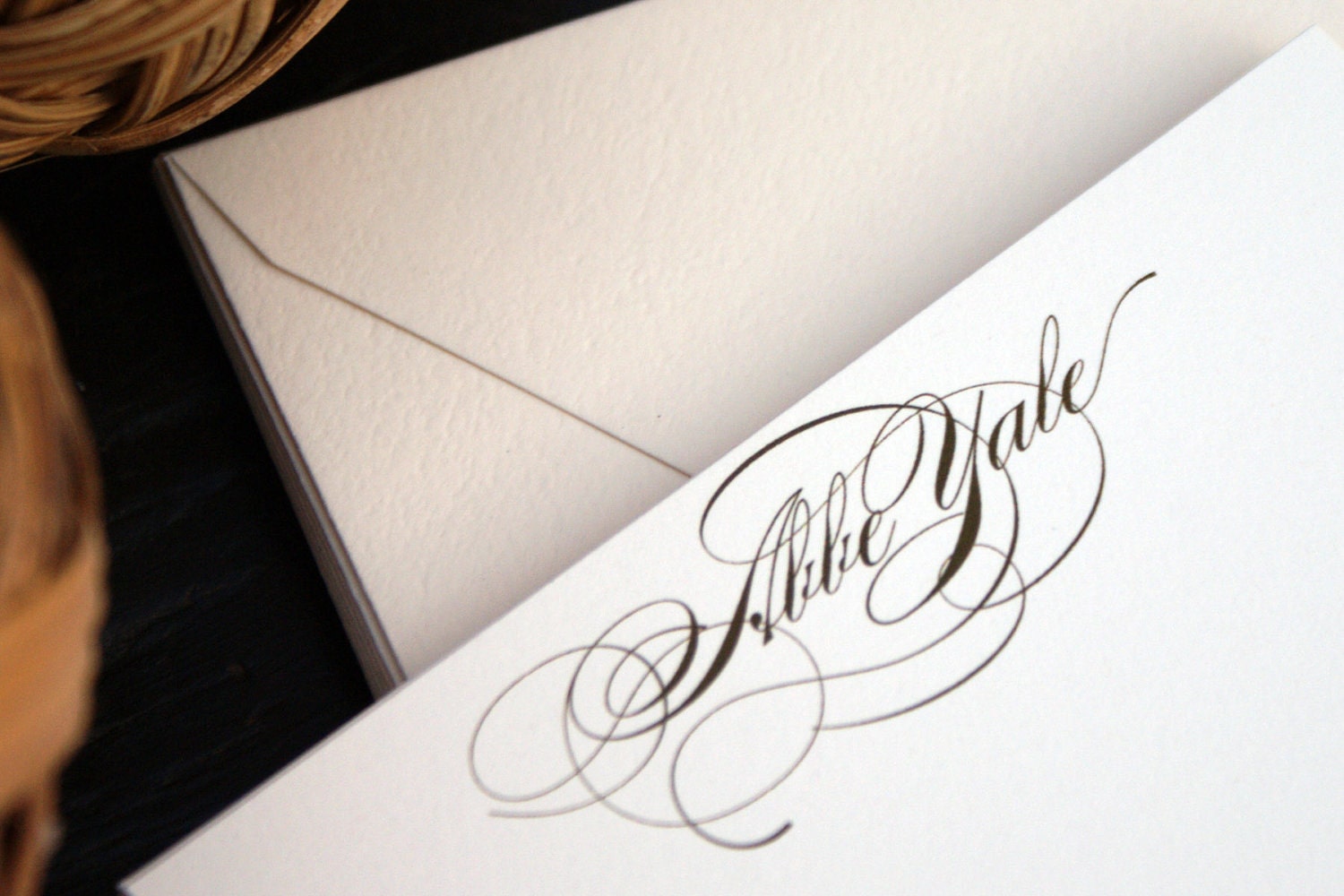 Abbe Personalized Script Flats - Elegant Custom Note Cards  - Set of 8