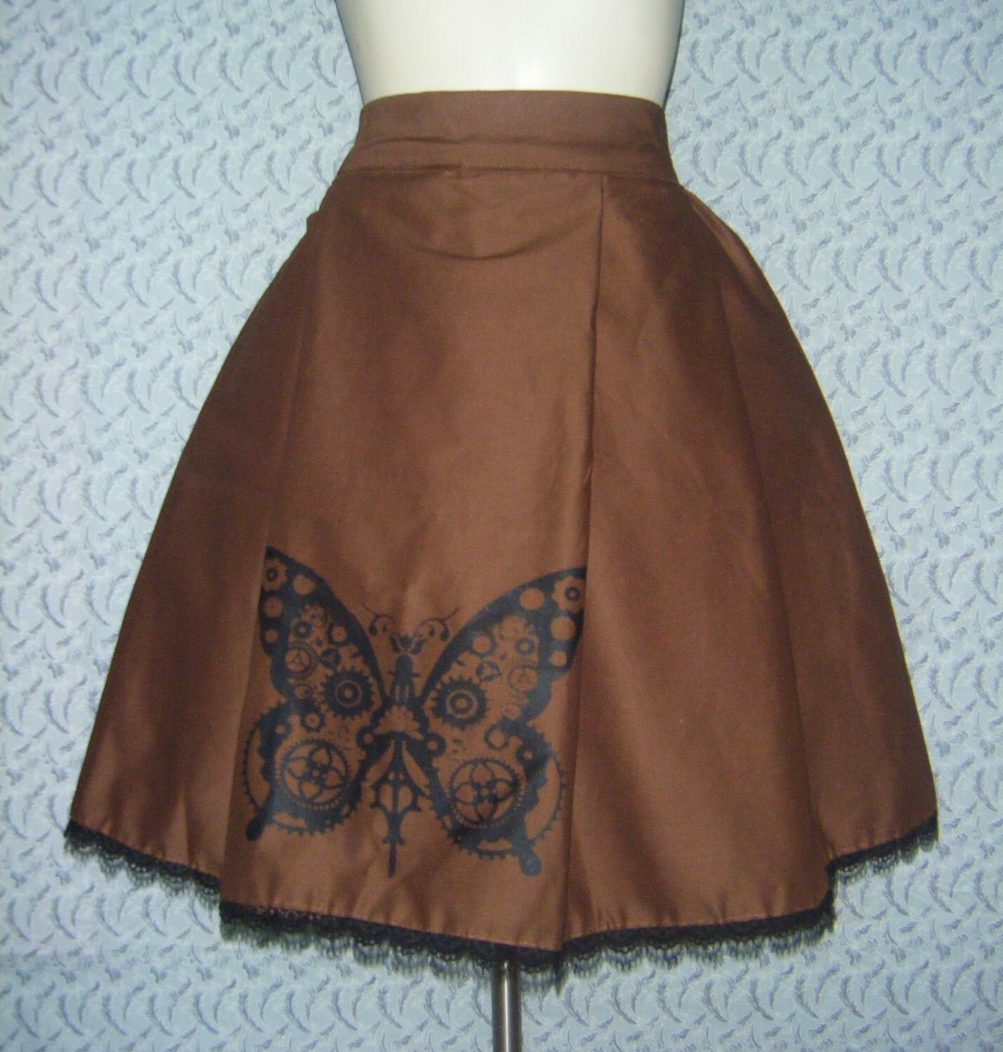 Chocolate Brown Steampunk Butterfly Gothic EGL Lolita Skirt