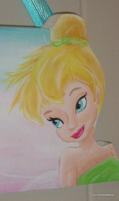 Tinkerbell Hand Cut & Painted Wall Plaque Name Sign