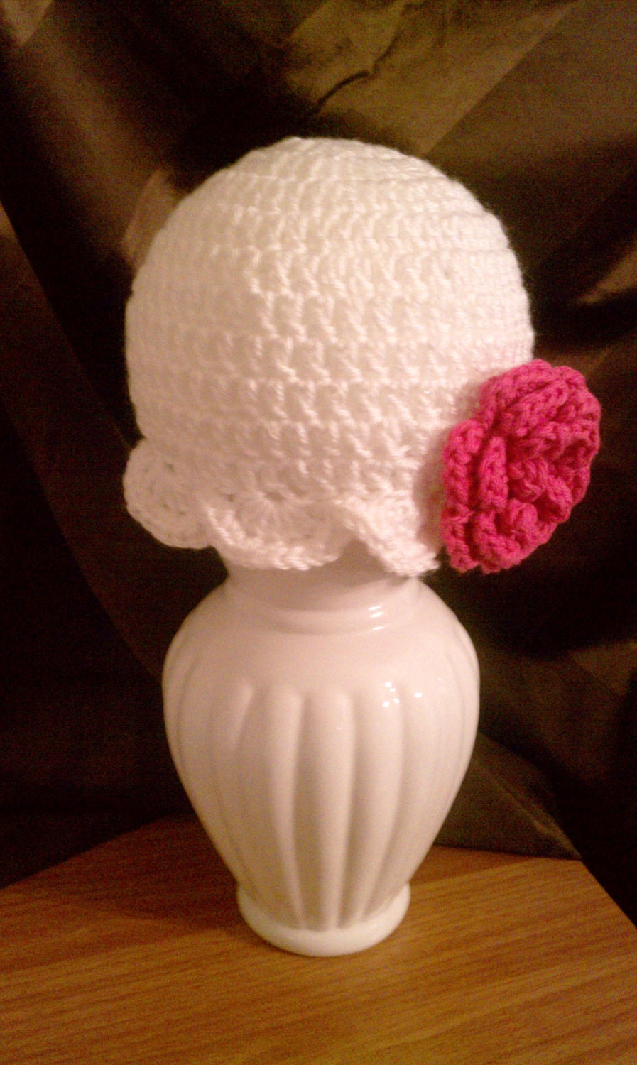 White Cloche with Detachable Flower - Toddler