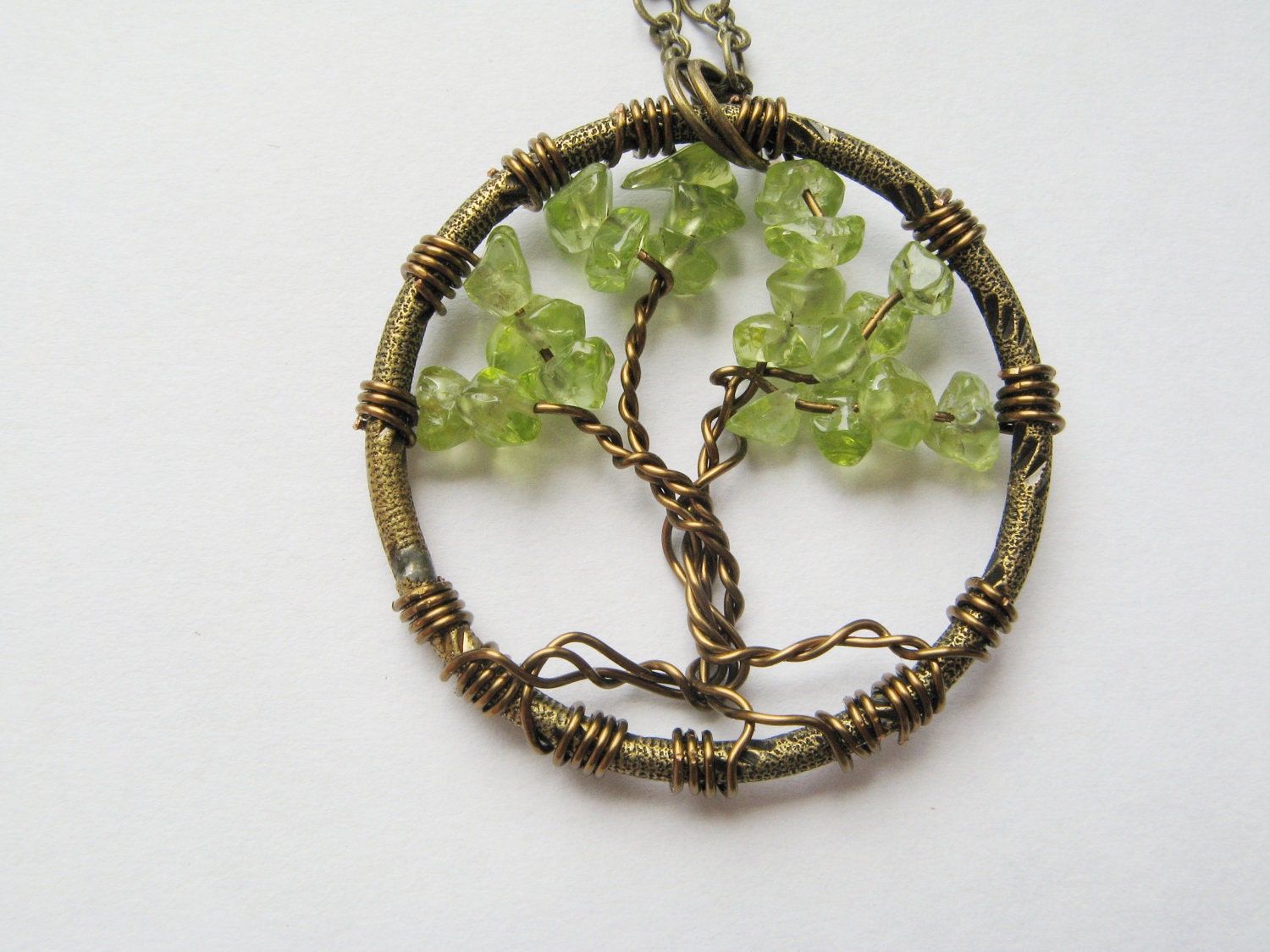 Black Friday Sale - Tree of Life Pendant - August birthstone, Peridot - Made to Order