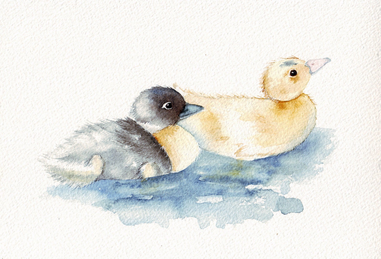 Ducklings Art N0. 0048 watercolor painting (print)