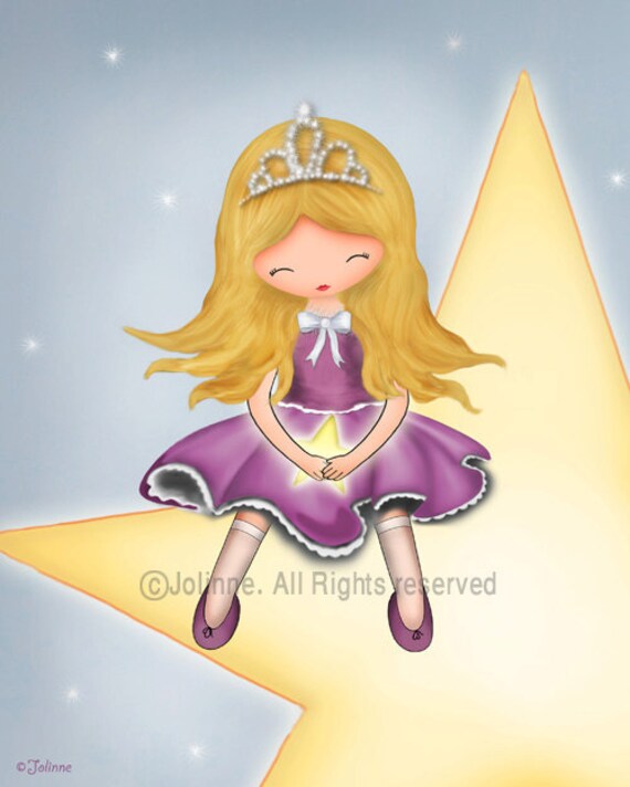 Princess room art for girls , pink illustration art print , princess wall art, nursery art prints , open edition wall decor