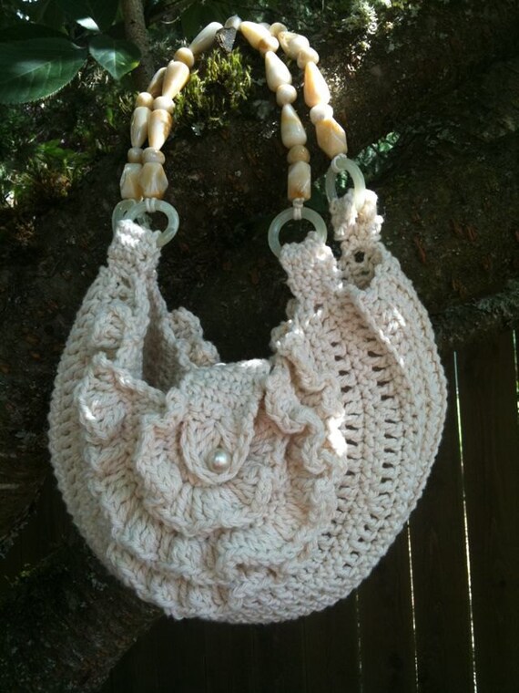 Creme Cotton Crochet Hobo Purse- The Maya
