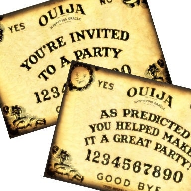Ouija Board Party Halloween Invitation and Thank You Post Cards 4x6 - Tags - tags greeting cards postcard ATC ACEO - U Print 300dpi jpg