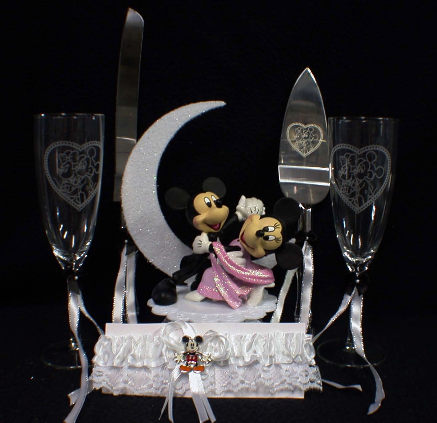 Mickey y Minnie mouse de la torta de boda MUCHO Gafas juego de cuchillo, liga DISNEY