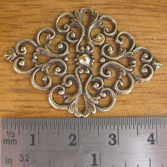 6 Brass Ox Victorian Filigree Jewelry Finding 427