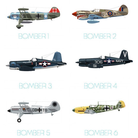 Set of 8 Airplane Boy's Nursery Playroom Wall Art