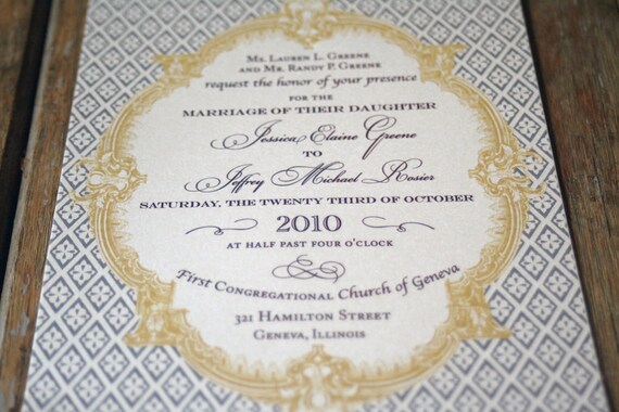 Vintage Wedding Invitation: French Baroque Custom Wedding Invitation