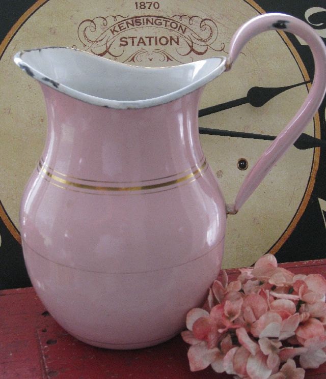 Vintage pink enamel pitcher. (With images)