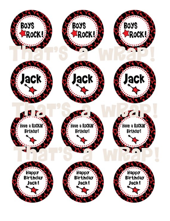 Boy Rock Star Custom Birthday Party Printable Circles
