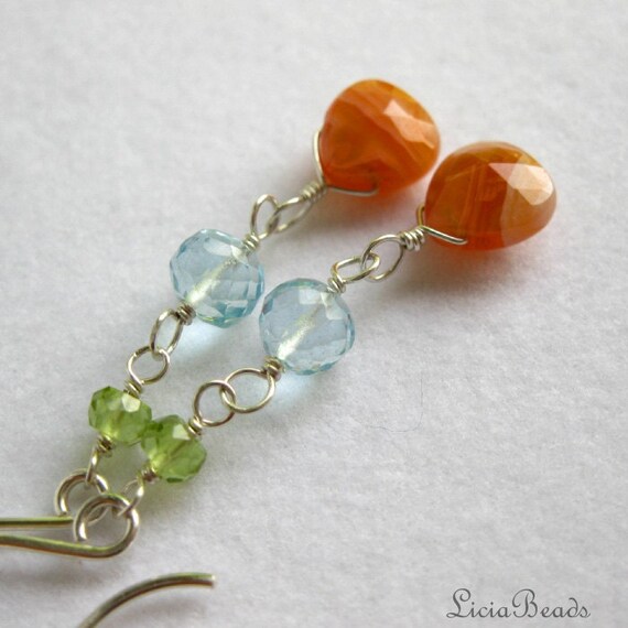 Earth and Water - gemstone color trio on sterling