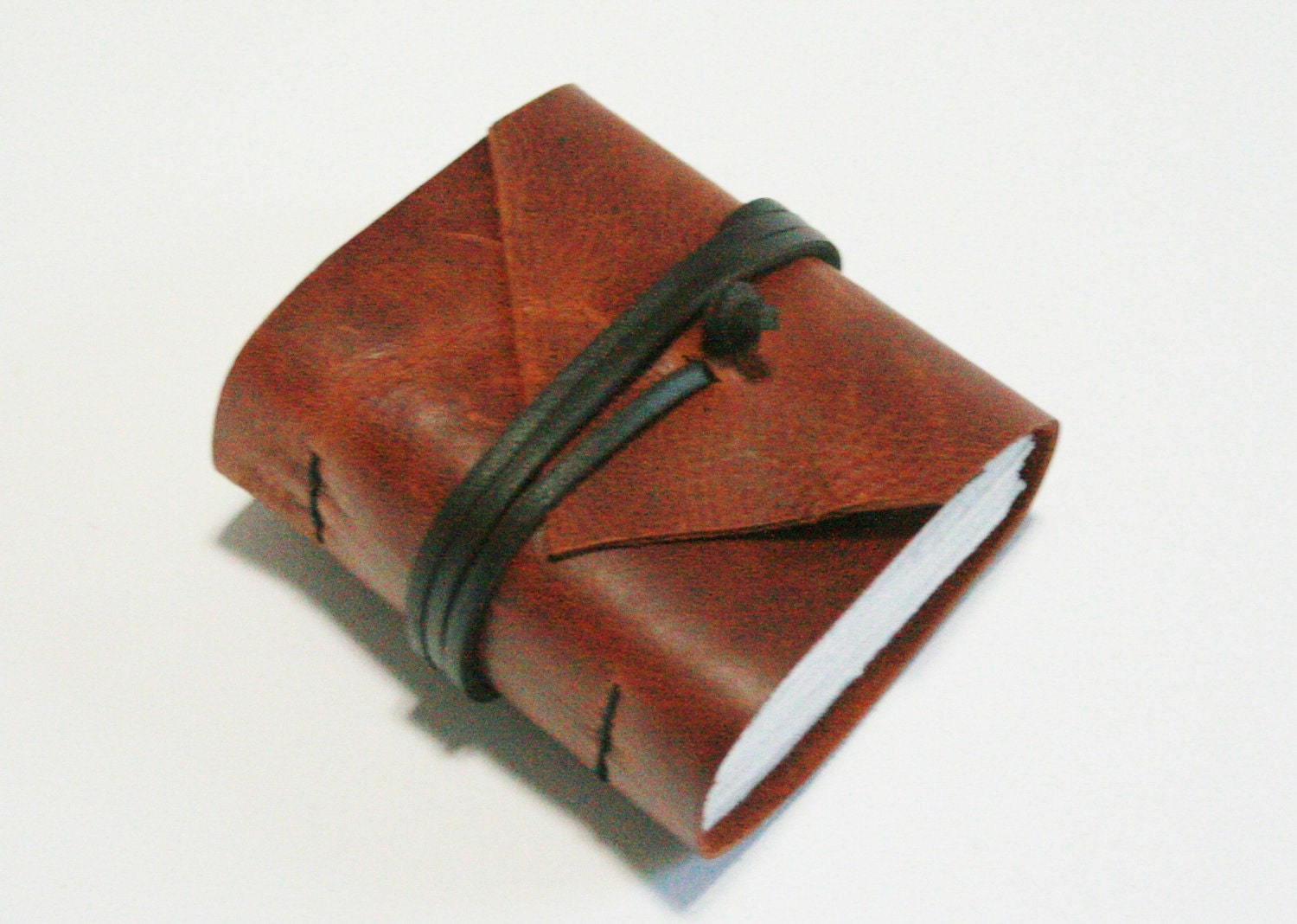 Mini Leather Journal, Chunky Hand-Bound Marbled Red Brown 3 x 3.25 Journal by The Orange Windmill on Etsy