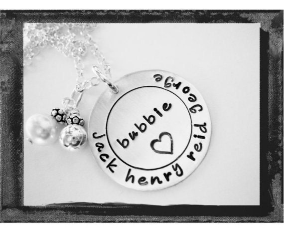Hand Stamped Necklace - Sterling Silver - Personalized Necklace - Family Circles