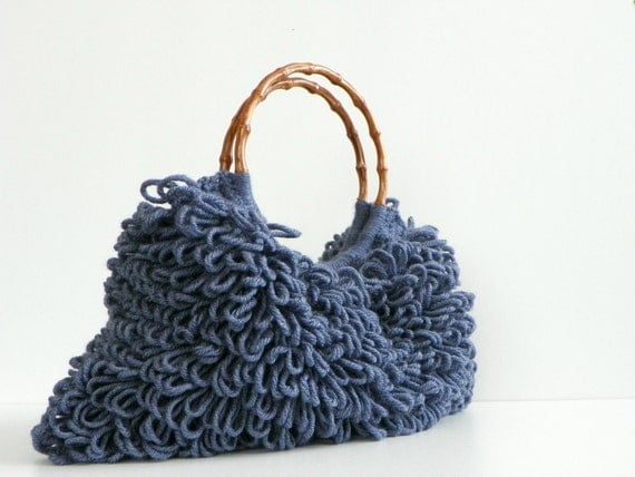 NzLbags ручной - Everyday Сумка - вязание крючком сумки Shaggy Denim Blue Nr - 0195
