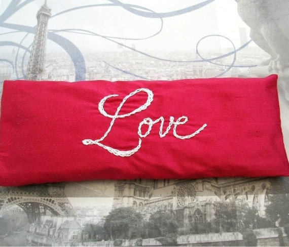 Gift of Love  Lavender and Flaxseed Eye Pillow Hand Embroidered by Dolce Dreams