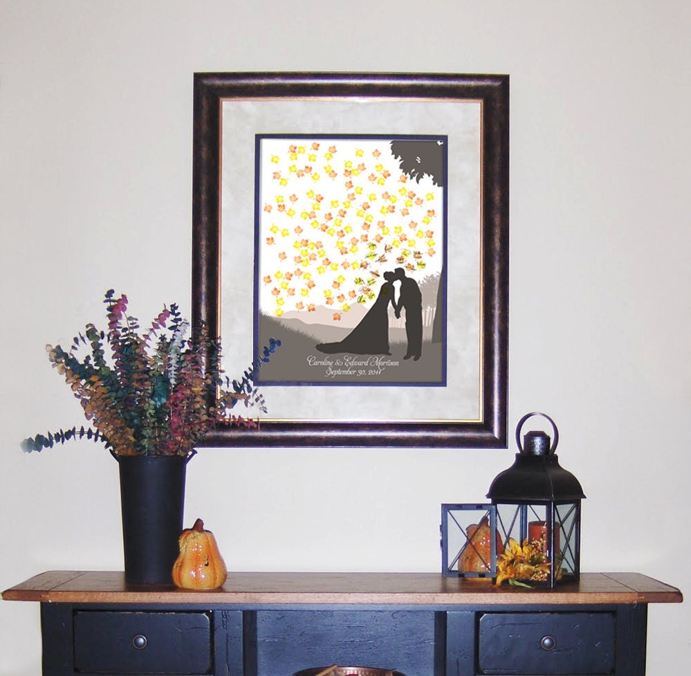 Wedding guest book alternative to fingerprint tree Mountains Shadow Art 16x20 poster