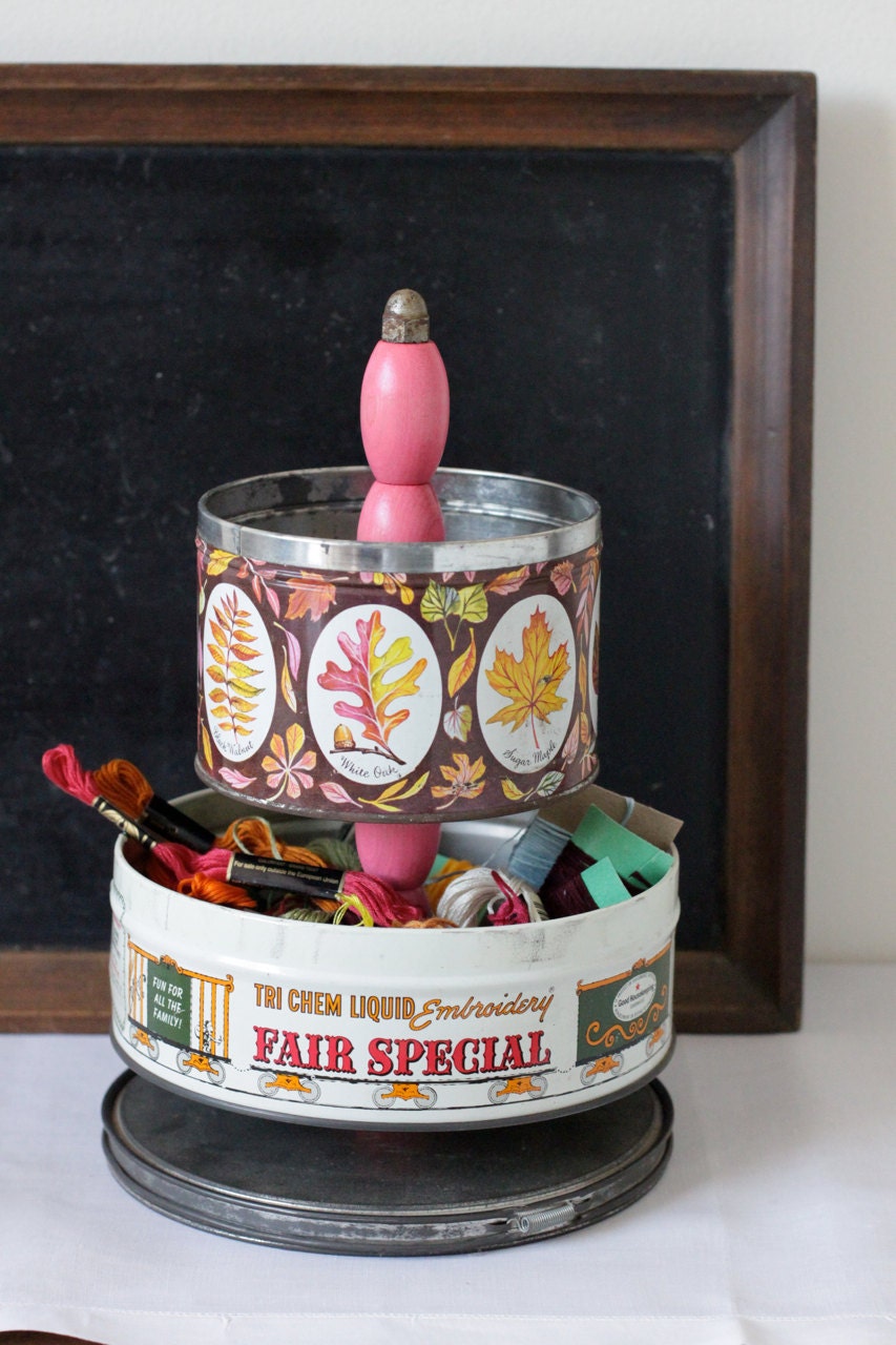 Sewing  Caddy Organizer from Vintage Tin Canisters