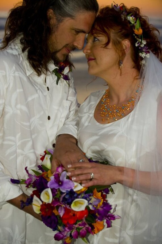 Tropical Weddings Bouquet silk Orchids purple multiColors From AmoreBride
