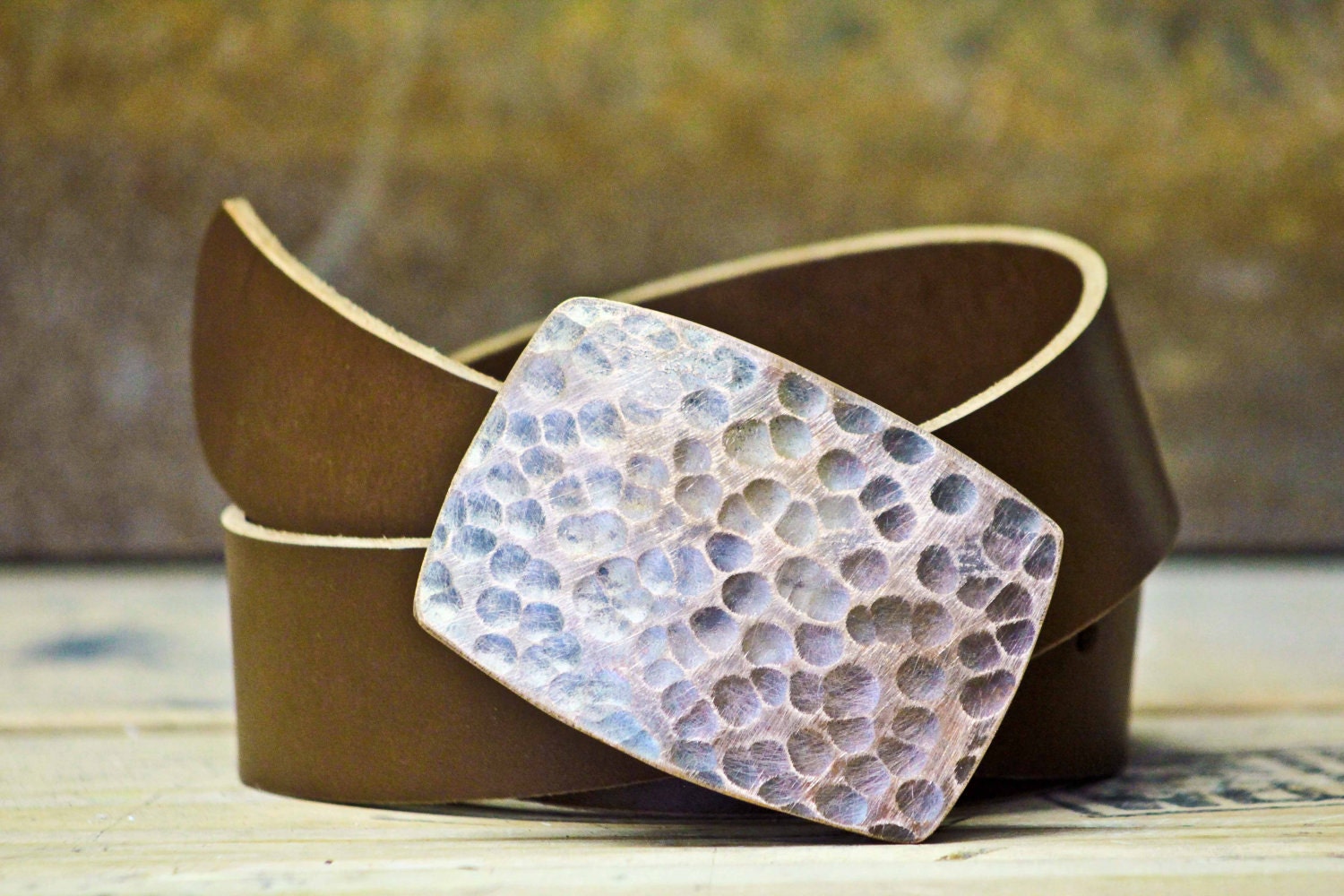 COPPER, hammered belt buckle