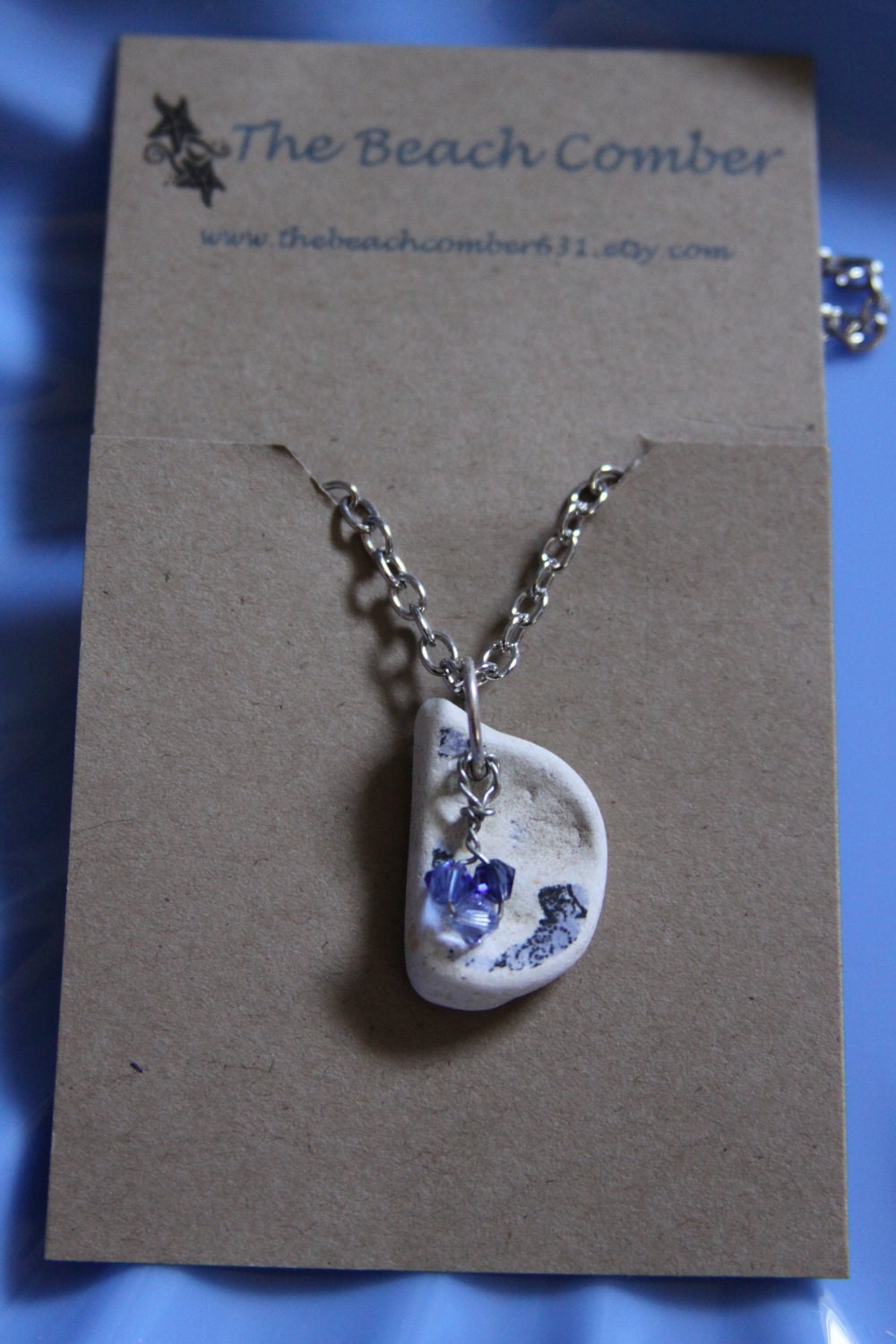 Shades of blue - Reversible Beach Potterty Necklace