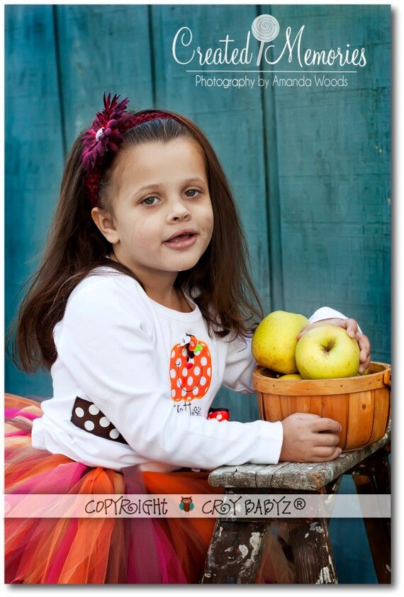 Thanksgiving Outfits PUMPKIN applique Girls Long Sleeve Shirt Baby Bloomer Personalized Diaper Cover with Name