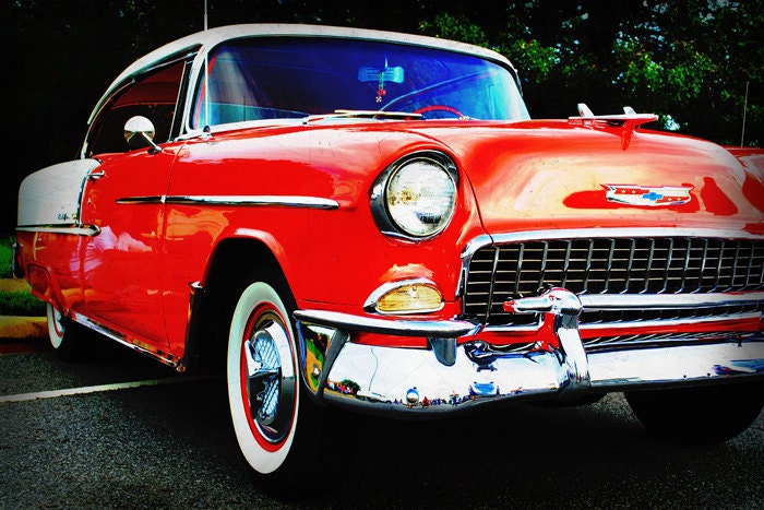 Gorgeous 1955 Red and Cream Chevrolet Belair  - Classic Car - Garage Art - Pop Art - Fine Art Photograph