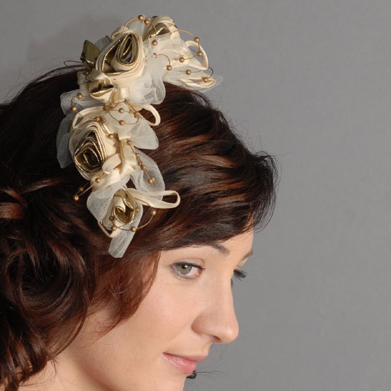 Cream Vintage Bridal Headpiece Ivory Wedding Flower Hair Accessory