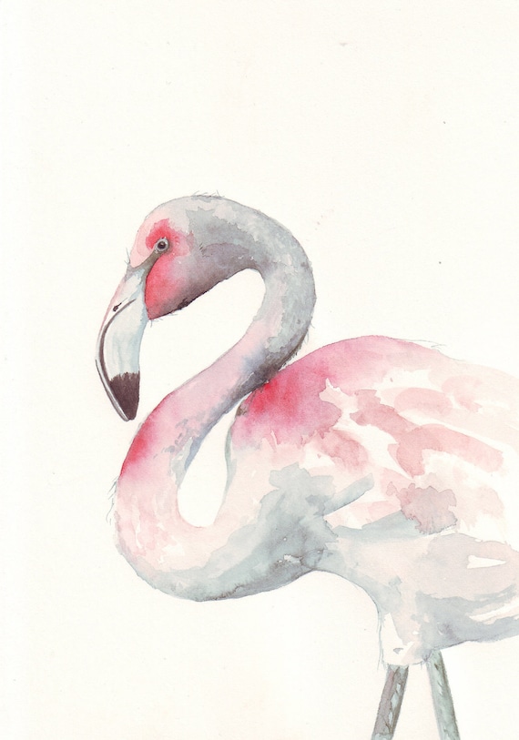 Flamingo painting  bird ART ORIGINAL watercolor painting