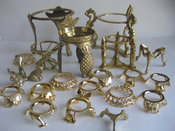 large  Ostrich egg stand brass