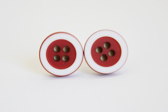Contrast Buttons --- hypoallergenic button earrings
