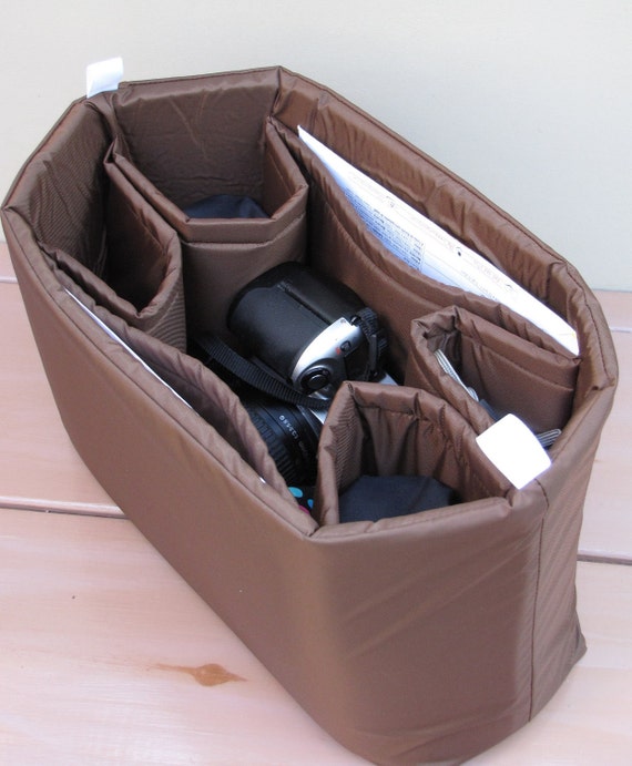 DSLR Camera Bag Insert in Brown - Lens Sleeves  - You choose Dimensions