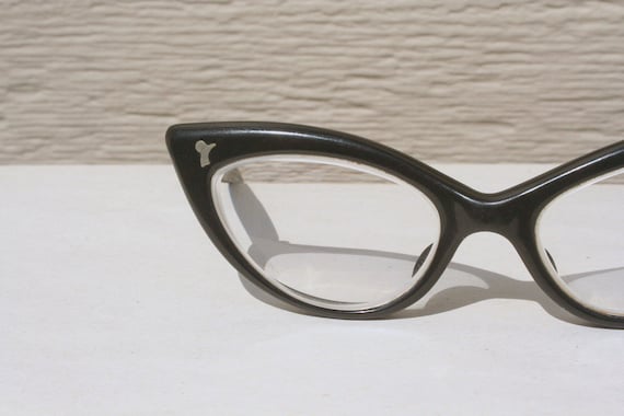 1950's Black Cat Eye Small Face Eyeglasses Angular, Child or Teenage Size by Rou Teen by Liberty