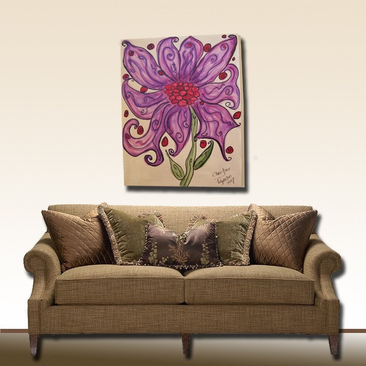 22 X 28 Purple FLower on canvas - DaNcing in a PuRpLe HaZe