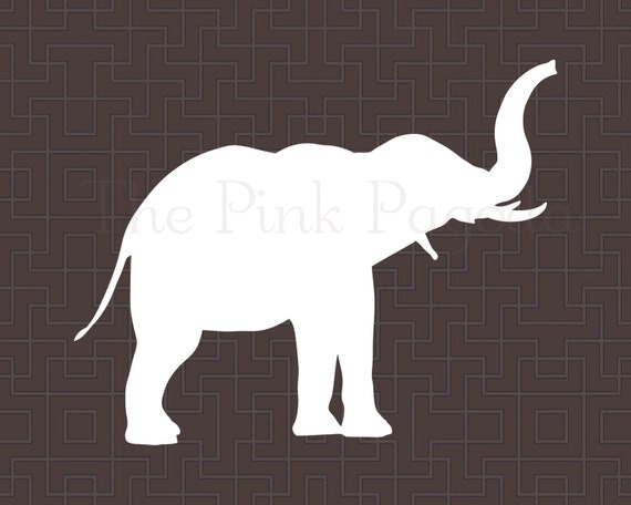 White Elephant on Chocolate Brown Lattice Facing Right Giclee 11x14