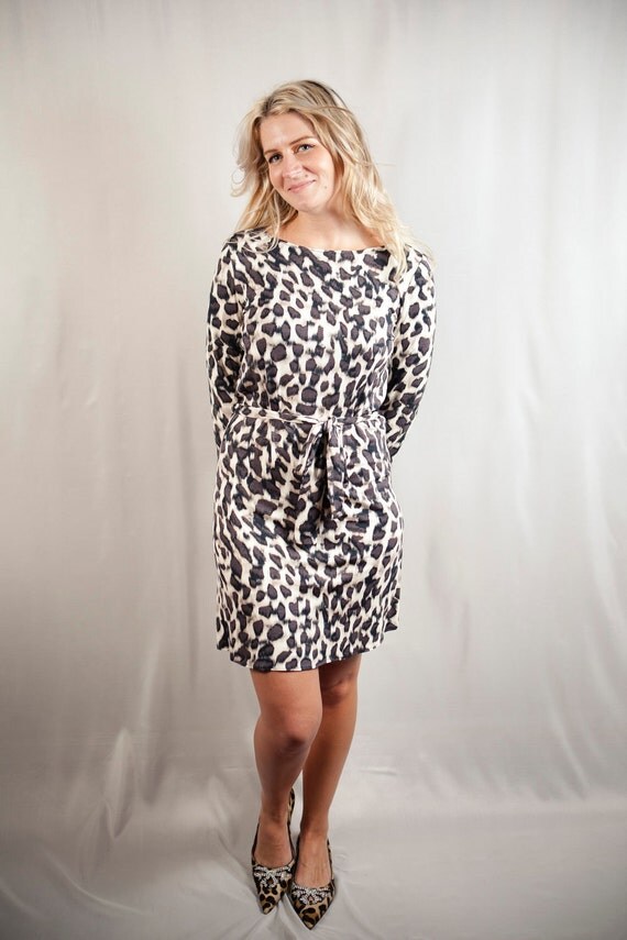 Women's Cotton Jersey Leopard Print Dress Casual A Line Dress xs-xl