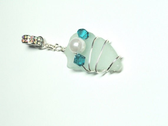 ON SALE Italian Sea Glass Pendant Seafoam Green From Amalfi Coast
