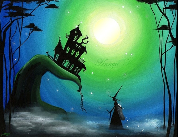 Star Snatcher Witch - 8.5 x 11 Painting Print