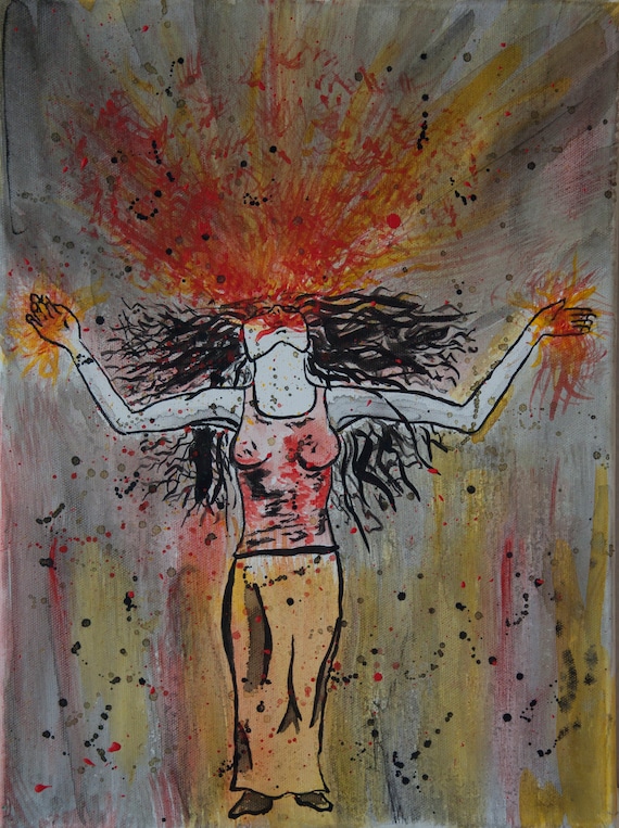 Woman Releasing Anger by screaming Canvas painting