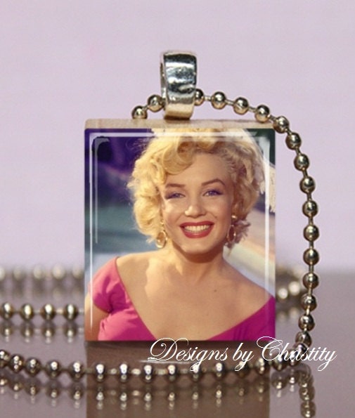 Young Marilyn Monroe Scrabble Charm Necklace