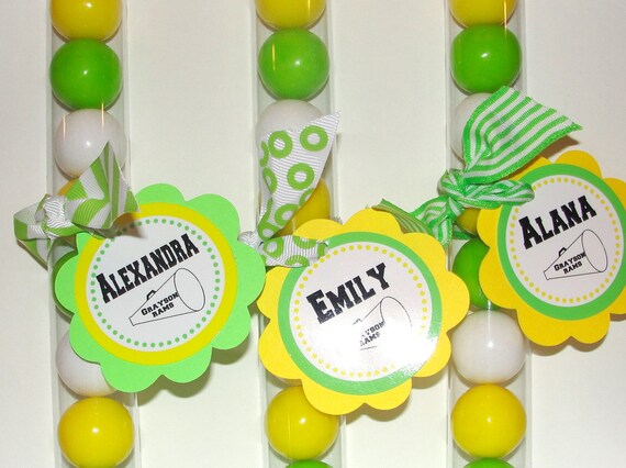 Cheerleading Gumball Party Favors for girl's birthday parties Match school colors
