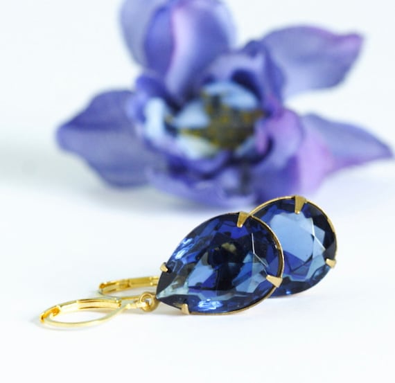 Sapphire Blue Vintage Jewel Earrings - Perfect For Party Season