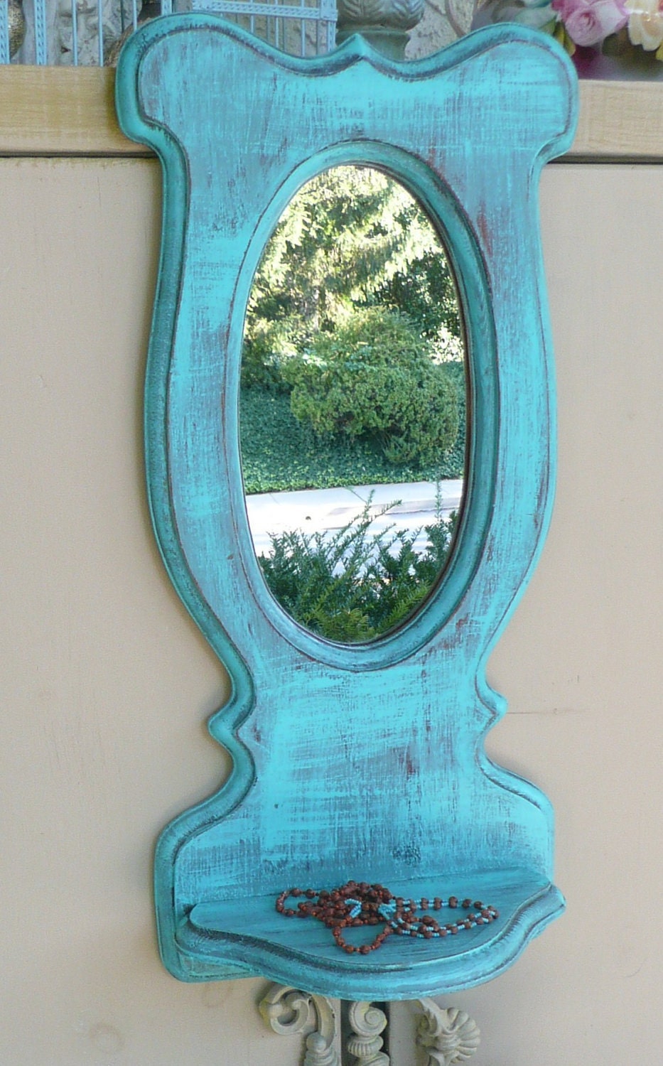 Mexican Farmhouse Mirror with Shelf