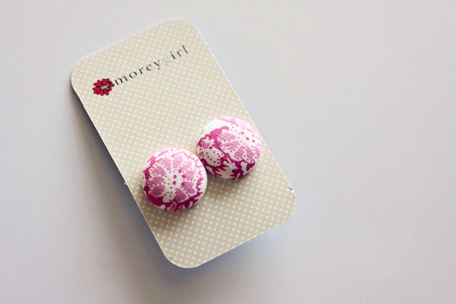 Pink flower earrings